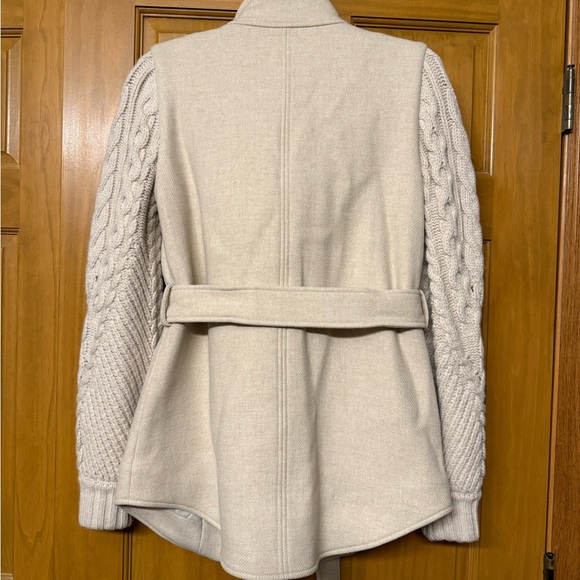 Veronica Beard Beige Utility Jacket with Knit Sleeves - Picture 5 of 10